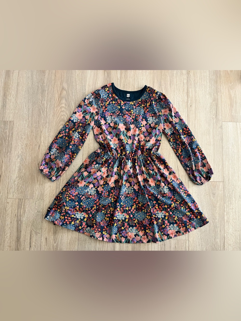 Tea Collection Girl’s Blouson Sleeve Pocket Dress Navy Floral - Size 8
